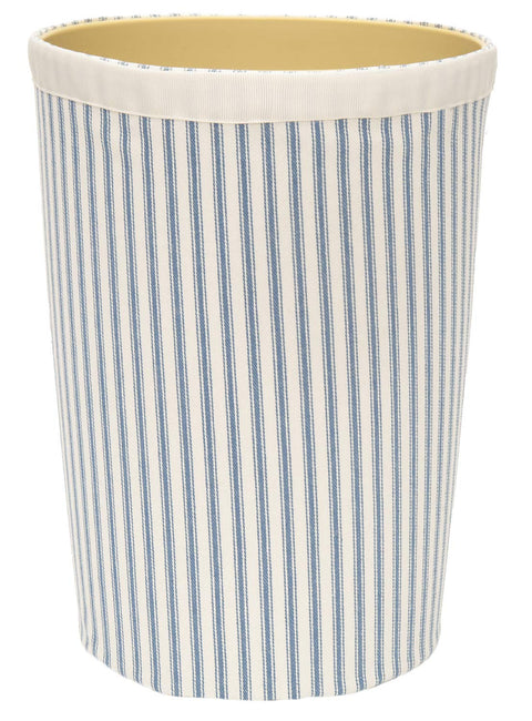 Decorative Bathroom Trash Can Garbage Can, Plastic Round Waste Basket with Washable Striped Blue Bathroom Sets 11.75" Tall - Decorative Things