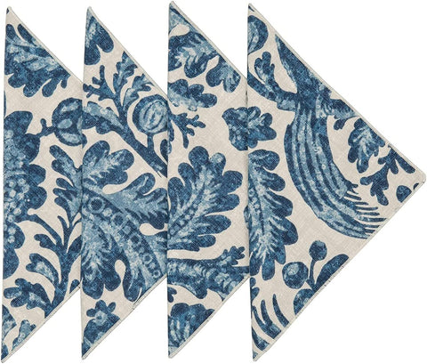 Cloth Napkins Linen Napkins Dinner Napkins 18 x 18 Blue Napkins Waverly Williamsburg Fabric Cotton - Decorative Things