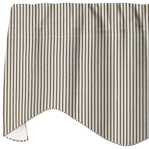 Valances for Windows, Farmhouse Curtains, Kitchen Window Treatments, Living Room Curtains- Swag Striped Black and Off-White Curtains, Ticking Valence Curtains, Short Curtains 53 Inches x 18 Inches - Decorative Things