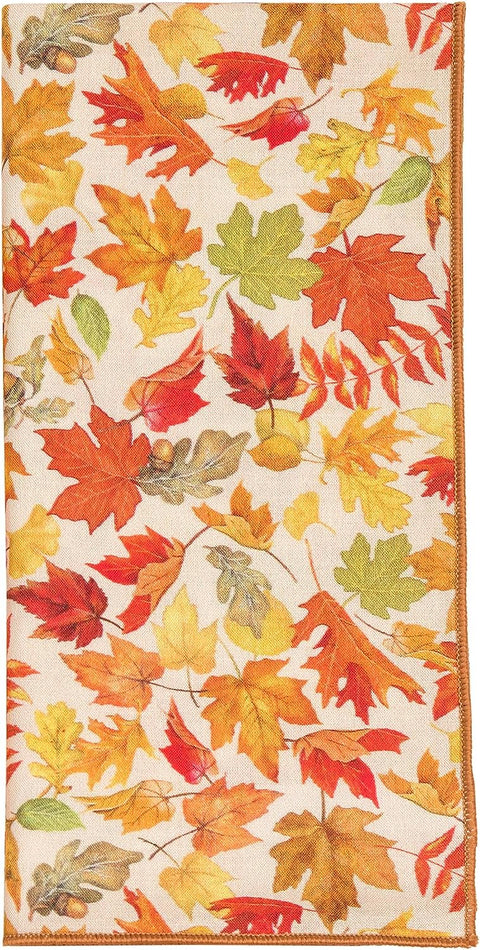 Decorative Things Cloth Napkins for Fall Décor or Thanksgiving Table Decor, Halloween Party, 100% Cotton, Reusable Washable Soft, Made in USA 18" x 18" Autumn Leaf Print - Decorative Things