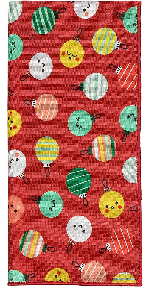 Christmas Napkins 18" x 18"Cloth Dinner Napkins, Elegant 100% Cotton Linen Napkins, Set of 4 Cloth Napkins for Christmas Table Decorations and Christmas Table Setting, Red Christmas Ornaments Print - Decorative Things
