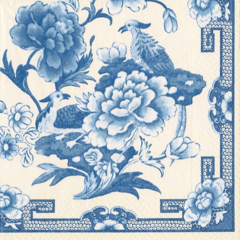 Entertaining with Caspari Dinner Napkins, Blue and White, Pack of 40 - Decorative Things