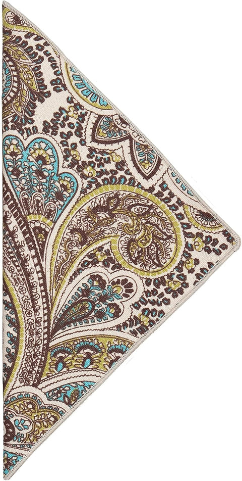 Cloth Napkins Dinner Napkins Linen Napkins 100% Cotton 18" x 18" Teal and Brown Paisley Fabric - Decorative Things