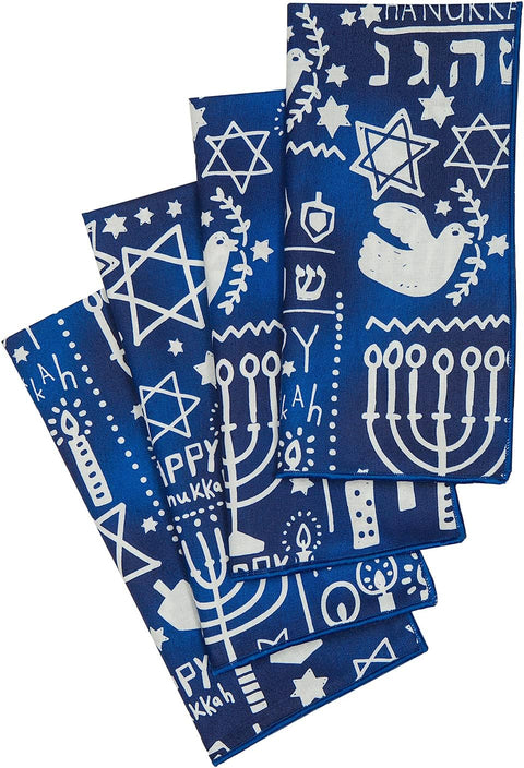 Hanukkah Napkins 18" x 18"Cloth Dinner Napkins, Elegant 100% Cotton Linen Napkins, Cloth Napkins for Hanukkah Table Decorations and Hanukkah Table Setting - Decorative Things