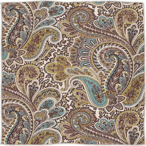 Cloth Napkins Dinner Napkins Linen Napkins 100% Cotton 18" x 18" Teal and Brown Paisley Fabric - Decorative Things