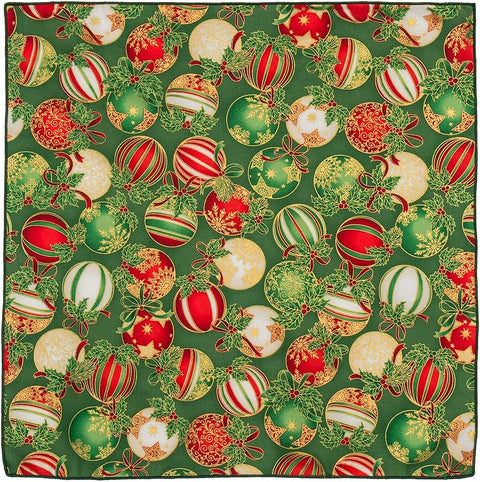 Christmas Napkins 18" x 18"Cloth Dinner Napkins, Elegant 100% Cotton Linen Napkins, Set of 4 Cloth Napkins for Christmas Table Decorations and Christmas Table Setting, Green Christmas Ornaments Print - Decorative Things