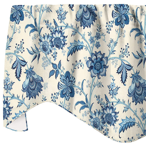 Decorative Things Window Treatments Valances Kitchen Curtains Living Room Curtains Bedroom Blue Floral Lined Adjustable Swag Short Curtains 53" x 16" - Decorative Things