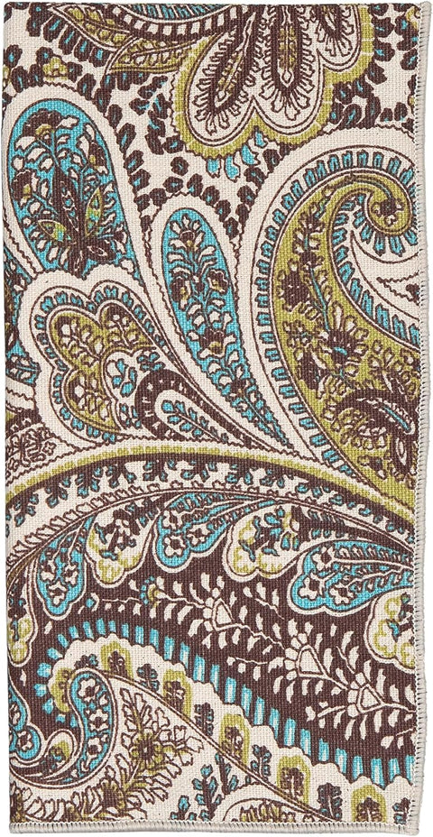 Cloth Napkins Dinner Napkins Linen Napkins 100% Cotton 18" x 18" Teal and Brown Paisley Fabric - Decorative Things