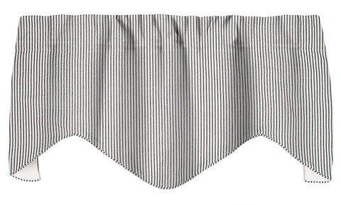 Valances for Windows, Farmhouse Curtains, Kitchen Window Treatments, Living Room Curtains- Swag Striped Black and White Curtains, Ticking Valence Curtains, Short Curtains 53 Inches x 16 Inches - Decorative Things