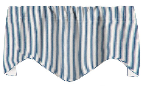 Window Treatments Valance Curtains Kitchen Curtains Window Valances or Living Room Curtains Ticking Stripe Blue Swag Valence Short Curtains Rod Pocket 53 Inches x 16 Inches - Decorative Things