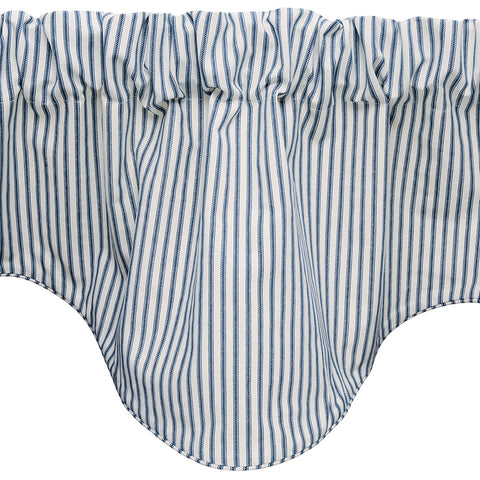 Window Treatments Valance Curtains Kitchen Curtains Window Valances or Living Room Curtains Ticking Stripe Blue Swag Valence Short Curtains Rod Pocket 53 Inches x 16 Inches - Decorative Things