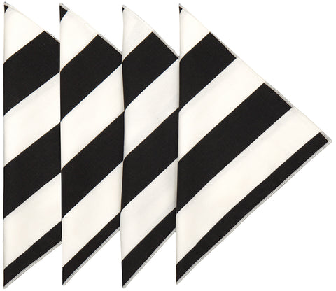 Cloth Napkins 100% Cotton Linen Napkins 18" x 18" Dinner Napkins Striped Black and White Table Decor Linens 18" x 18" - Decorative Things