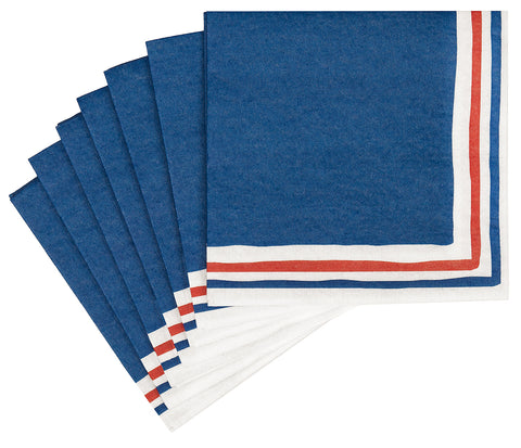 Cocktail Napkins Decorative Paper Napkins, Nautical Beverage Napkins for Boat Party, Beach Wedding Napkins, Yacht Party, 4th of July, Clambake, Picnic, BBQ, Red White and Blue 5" x 5" Pk 20 - Decorative Things