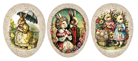Easter Eggs for Easter Basket Stuffers Easter Egg Hunt, Vintage Easter Bunny Rabbits, Decorative Fillable Paper Mache Eggs for Easter Gifts, 4.5 Inches Set of 3 - Decorative Things