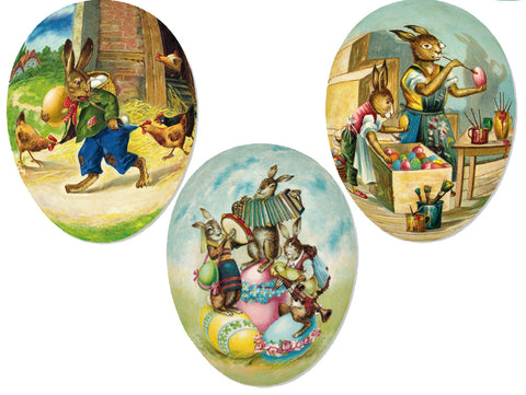 Decorative Easter Eggs for Easter Baskets Easter Egg Hunt Easter Gifts Paper Mache Eggs 4.5” Set 3 - Decorative Things