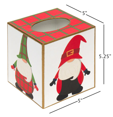 Tissue Box Cover Christmas Bathroom Decor, Christmas Bedroom Decor, Christmas Desk Decorations, Tissue Holder with Christmas Gnome Christmas Decorations One Size Fits Most Tissue Boxes 5.5" x 5" x 5" - Decorative Things