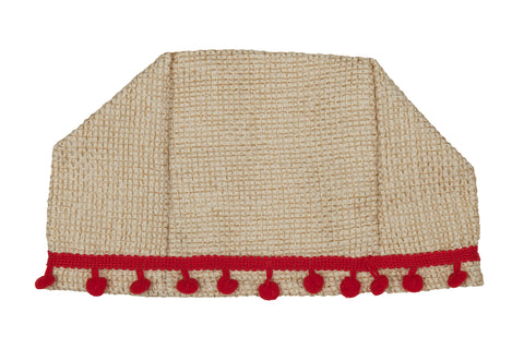 Tissue Box Cover - Christmas Bathroom Decor, Bathroom Accessories - Burlap Tissue Holder Slip Cover, Red Pom Poms– One Size Fits Most Cardboard Tissue Boxes – Square Cube Tissue Dispenser Made in USA - Decorative Things