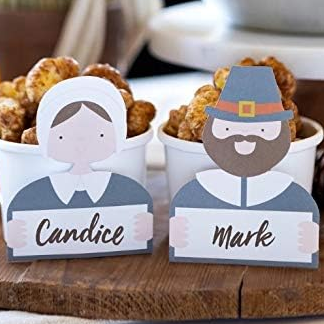 Thanksgiving Place Cards No Place Card Holders Needed Thanksgiving Table Decor for Thanksgiving Table Setting Pilgrim Name Cards Pk 16 - Decorative Things