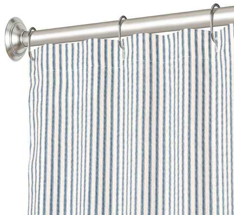 Decorative Things Extra Long and Extra Extra Long Shower Curtains Unique Designer Modern Blue Striped Ticking 84 & 96 Inches - Decorative Things
