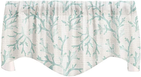 Valances for Windows Valance Curtains Kitchen Window Valances or Living Room Window Treatments Turquoise Blue Curtains Swag Beach Coastal Nautical Decor Coral Cotton 53 Inches x 18 Inches - Decorative Things