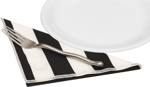 Cloth Napkins 100% Cotton Linen Napkins 18" x 18" Dinner Napkins Striped Black and White Table Decor Linens 18" x 18" - Decorative Things