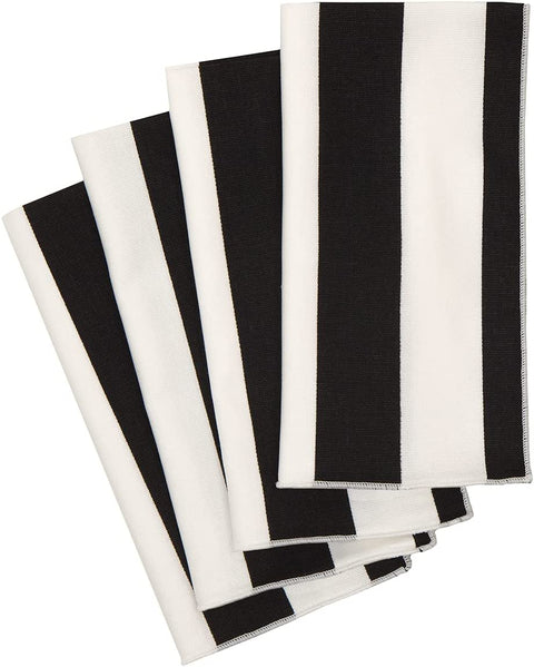 Cloth Napkins 100% Cotton Linen Napkins 18" x 18" Dinner Napkins Striped Black and White Table Decor Linens 18" x 18" - Decorative Things