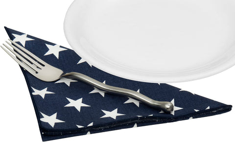 Cloth Napkins for 4th of July Party Decorations, Election Party Napkins, Table Linens Cotton Linen Napkins, Stars, 18" x 18" - Decorative Things