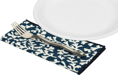 Cloth Napkins Table Linens Cotton Linen Napkins Dinner Napkins Beach Decor 18" x 18" Blue and White Coral - Decorative Things