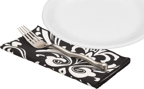 100% Cotton Linen Napkins Cloth Napkins 18" x 18" Dinner Napkins, Black and White Wedding Napkins, Damask Napkins, Table Decor, Set of Table Napkins - Decorative Things