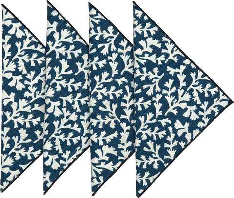 Cloth Napkins Table Linens Cotton Linen Napkins Dinner Napkins Beach Decor 18" x 18" Blue and White Coral - Decorative Things