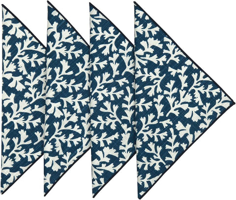 Cloth Napkins Table Linens Cotton Linen Napkins Dinner Napkins Beach Decor 18" x 18" Blue and White Coral - Decorative Things