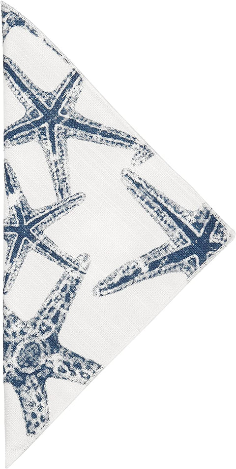 Cloth Napkins Table Linens Linen Napkins Dinner Napkins Nautical Beach Starfish Blue 18" x 18" - Decorative Things
