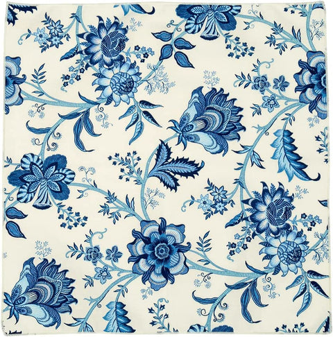 Cloth Napkins Table Linens Dinner Napkins 100% Cotton Linen Napkins for Table Decor, 18”x18 Blue and White Floral - Decorative Things