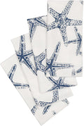 Cloth Napkins Table Linens Linen Napkins Dinner Napkins Nautical Beach Starfish Blue 18" x 18" - Decorative Things