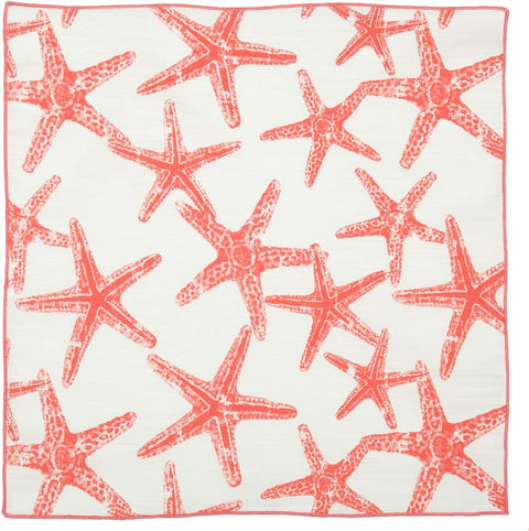 Decorative Things Cloth Napkins Cotton Linen Napkins - Summer Coastal Decor, Beach Wedding Napkins, Beach Party, Coral Starfish, Reusable Washable Soft Dinner Napkins - Made in USA 18" x 18" - Decorative Things