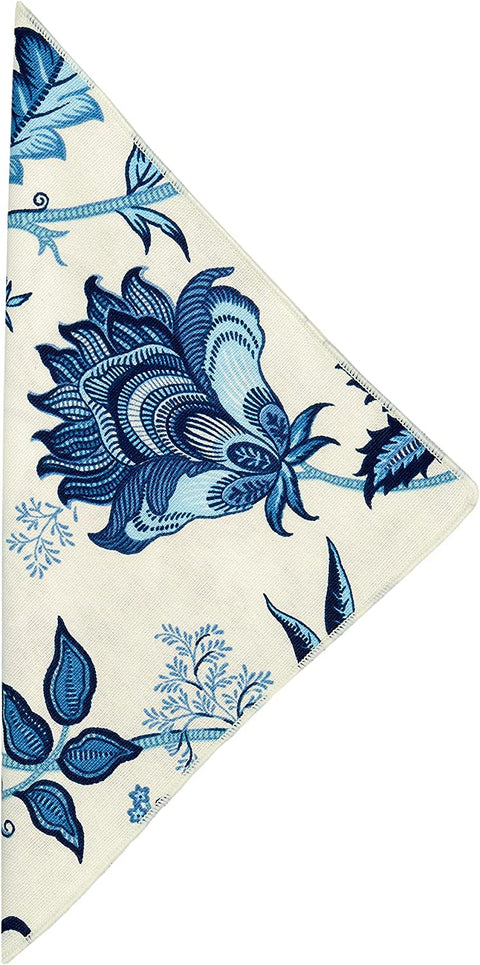 Cloth Napkins Table Linens Dinner Napkins 100% Cotton Linen Napkins for Table Decor, 18”x18 Blue and White Floral - Decorative Things