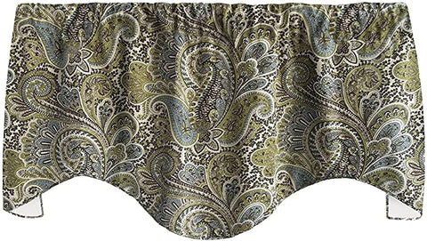 Valances for Valance Curtains - Use for Living Room Curtains, Valances for Living Room - Also Kitchen Curtains, Kitchen Window Treatments, Swag Short Curtains Blue and Brown Paisley Valences 53" x 18" - Decorative Things