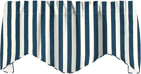 Decorative Things Window Treatments Valance Curtains Kitchen Curtians or Living Room Window Valances Swag Short Curtains Rod Pocket Blue and White Striped 53 Inches x 18 Inches - Decorative Things