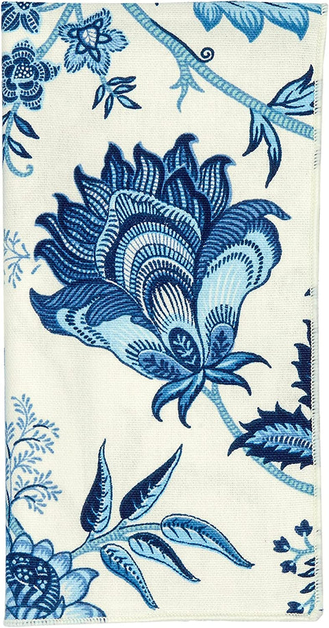 Cloth Napkins Table Linens Dinner Napkins 100% Cotton Linen Napkins for Table Decor, 18”x18 Blue and White Floral - Decorative Things