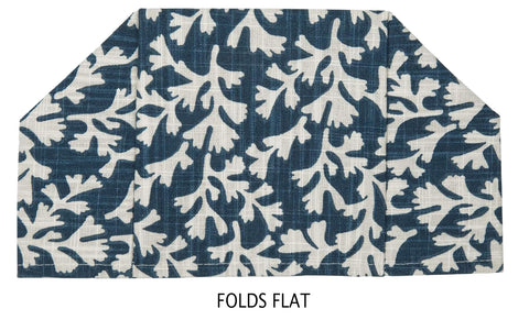 Fabric Tissue Box Cover, Tissue Holder Slipcover, Slips Over Square Cube Cardboard Facial Tissue Boxes -Coral Navy Print, Bathroom Decor, Bedroom, Desk, One Size Fits Most - Lined Fabric Folds Flat