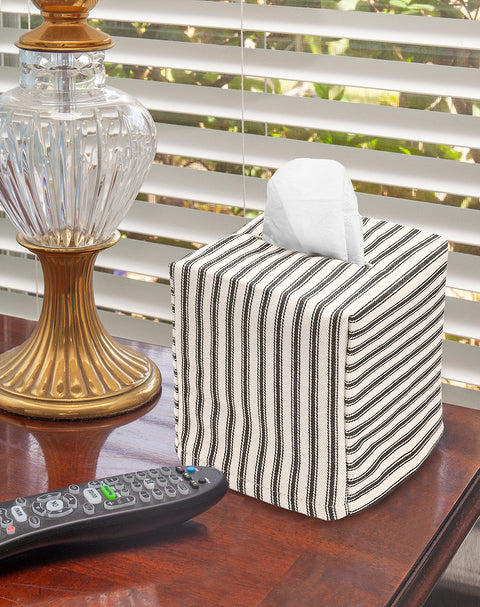 Black Ticking Stripe Cube - Decorative Things