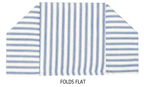 Fabric Tissue Box Cover, Tissue Holder Slipcover, Slips Over Square Cube Cardboard Facial Tissue Boxes -Decorative Blue Bathroom Decor Ticking Stripe, Cotton, Lined