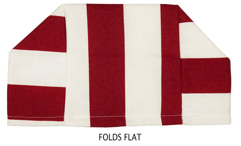 Tissue Box Cover, Soft Cloth Tissue Dispenser Cover for Square Cube Tissue Boxes- One Size Tissue Box Holder Fits Most Cardboard Tissue Holders - Lined, Red and White Striped, Made in USA