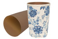 Bathroom Trashcan Small Garbage Can, 11.75", Bathroom Décor Bedroom, Home Office, Powder Room, Plastic Wastebasket Bin and Removable Blue Floral Cover - Decorative Things