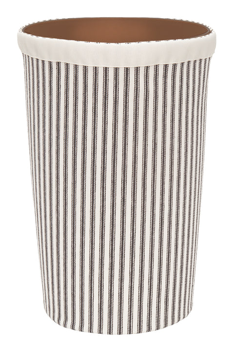 Decorative Bathroom Trash Can Garbage Can, Plastic Round Waste Basket with Washable Cloth Cover, Black and White Bathroom Decor 11.75" Tall - Decorative Things