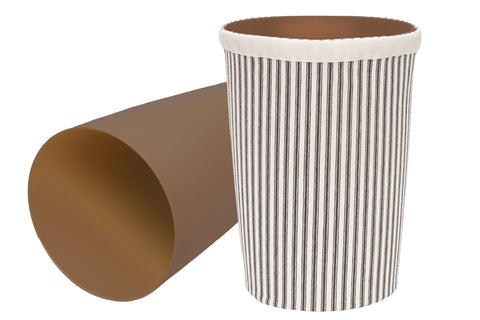 Decorative Bathroom Trash Can Garbage Can, Plastic Round Waste Basket with Washable Cloth Cover, Black and White Bathroom Decor 11.75" Tall - Decorative Things