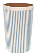 Decorative Bathroom Trash Can Garbage Can, Plastic Round Waste Basket with Washable Striped Blue Bathroom Sets 11.75" Tall - Decorative Things
