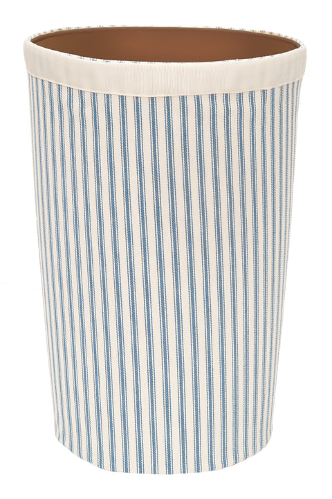 Decorative Bathroom Trash Can Garbage Can, Plastic Round Waste Basket with Washable Striped Blue Bathroom Sets 11.75" Tall - Decorative Things