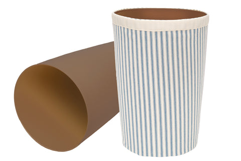 Decorative Bathroom Trash Can Garbage Can, Plastic Round Waste Basket with Washable Striped Blue Bathroom Sets 11.75" Tall - Decorative Things