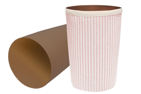 Bathroom Trashcan Small Garbage Can, 11.75", Bathroom Décor Girls Bedroom Baby Nursery Plastic Wastebasket Bin and Removable Pink and White Cover - Decorative Things